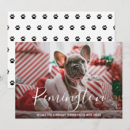 Eenvoudige Elegant Cute Photo Dog Kerstmis Feestdagenkaart