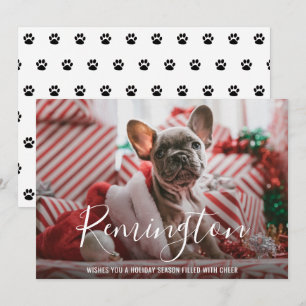 Eenvoudige Elegant Cute Photo Dog Kerstmis Feestdagenkaart