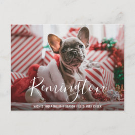 Eenvoudige Elegant Cute Photo Dog Kerstmis Feestdagenkaart