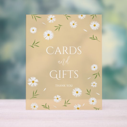 Eenvoudige Elegant Daisies Baby shower Kaarten en  Acryl Bord (Neutraal)