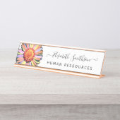 Eenvoudige Elegant Daisy Custom Professional Flora Bureau Naambordje (Voorkant)