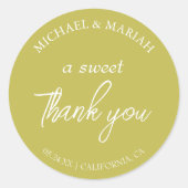 Eenvoudige Elegant dank u bruiloft gunst Ronde Sticker (Voorkant)