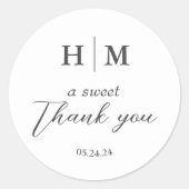 Eenvoudige Elegant dank u bruiloft gunst Ronde Sticker (Voorkant)