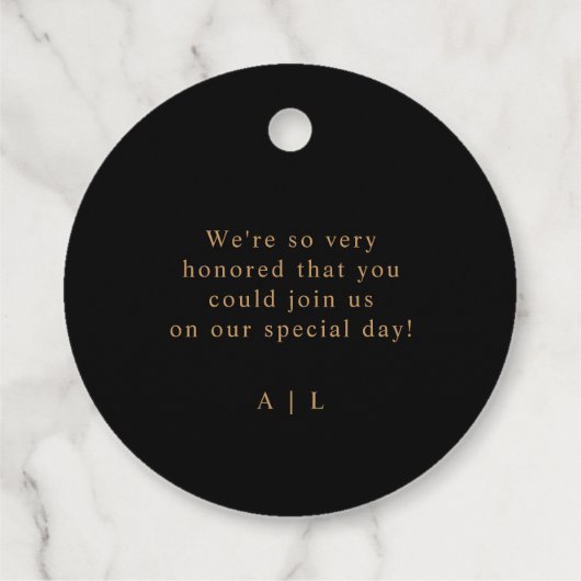 Eenvoudige Elegant dank u bruiloft zwart goud Bedankjes Labels (Achterkant)