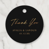 Eenvoudige Elegant dank u bruiloft zwart goud Bedankjes Labels (Voorkant)