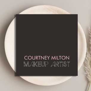Eenvoudige Elegant Dark Makeup Artist Vierkante Visitekaartje