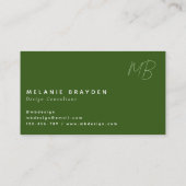 Eenvoudige Elegant Donker Groene Minimalist Twee M Visitekaartje (Achterkant)