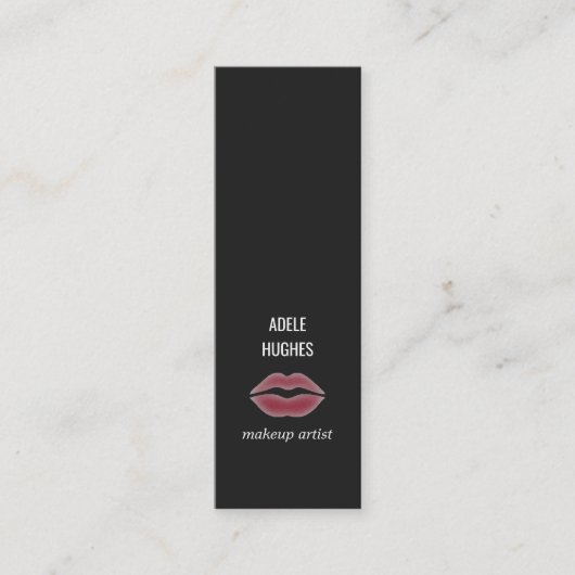 Eenvoudige Elegant Donkerroze Lips Make-up Artist Mini Visitekaartje (Voorkant)