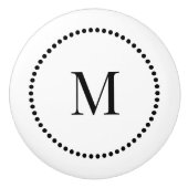 Eenvoudige Elegant Dot Border Single Initiaal Mono Keramische Knop (Voorkant)