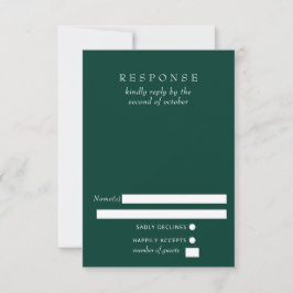 Eenvoudige Elegant Emerald Green Wedding RSVP Kaartje