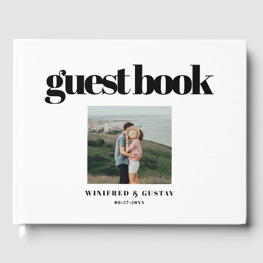 Eenvoudige elegant- en chic-trouwfoto gastenboek (Voorkant)