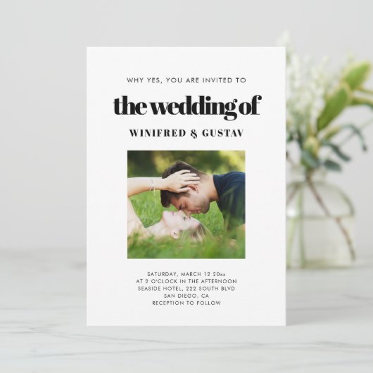 Eenvoudige elegant- en chic-trouwfoto kaart (Staand voorkant)