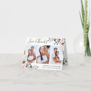 Eenvoudige Elegant Eucalyptus Blush roze rozen 3 F Bedankkaart