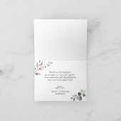 Eenvoudige Elegant Eucalyptus Blush roze rozen Bedankkaart (Binnen)