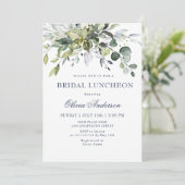 Eenvoudige Elegant Eucalyptus BRIDAL LUNCHEON Kaart (Staand voorkant)