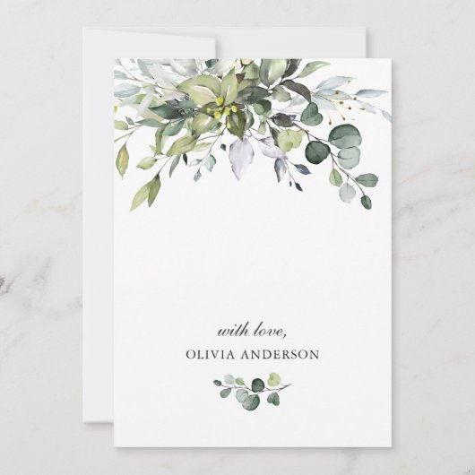 Eenvoudige Elegant Eucalyptus BRIDAL LUNCHEON Kaart (Achterkant)