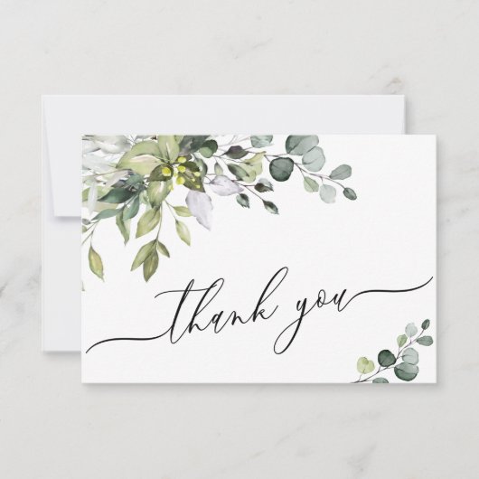 Eenvoudige Elegant Eucalyptus Waterverf Greenery Bedankkaart (Voorkant)
