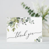 Eenvoudige Elegant Eucalyptus Waterverf Greenery Bedankkaart (Staand voorkant)