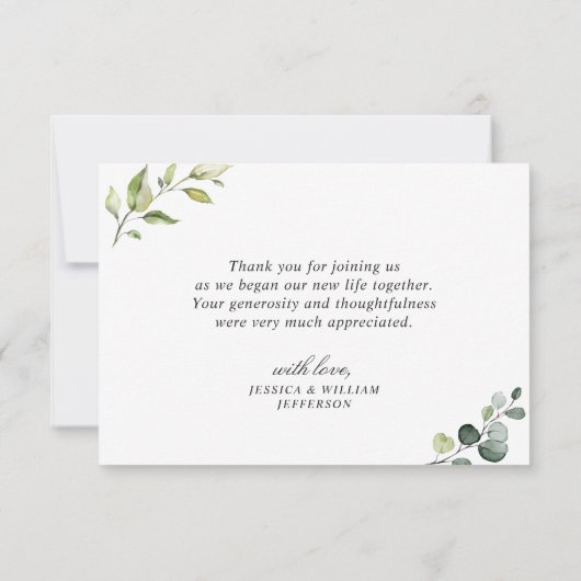 Eenvoudige Elegant Eucalyptus Waterverf Greenery Bedankkaart (Achterkant)