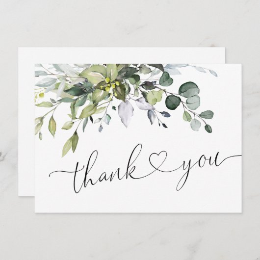 Eenvoudige Elegant Eucalyptus Waterverf Greenery Bedankkaart (Voorkant / Achterkant)