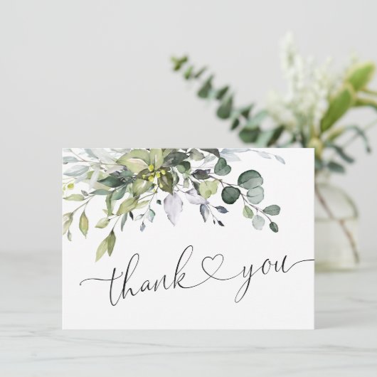 Eenvoudige Elegant Eucalyptus Waterverf Greenery Bedankkaart (Staand voorkant)