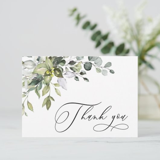 Eenvoudige Elegant Eucalyptus Waterverf Greenery Bedankkaart (Staand voorkant)