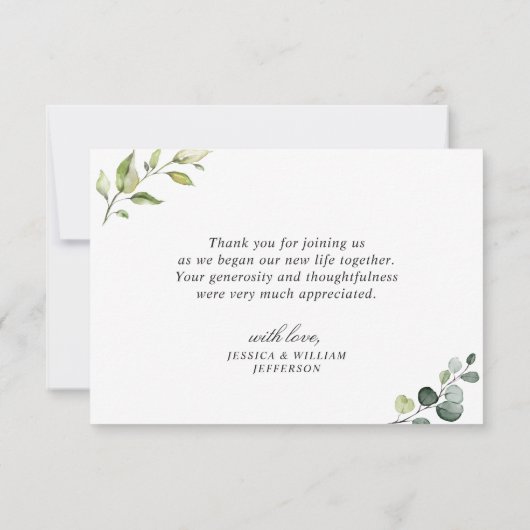 Eenvoudige Elegant Eucalyptus Waterverf Greenery Bedankkaart (Achterkant)