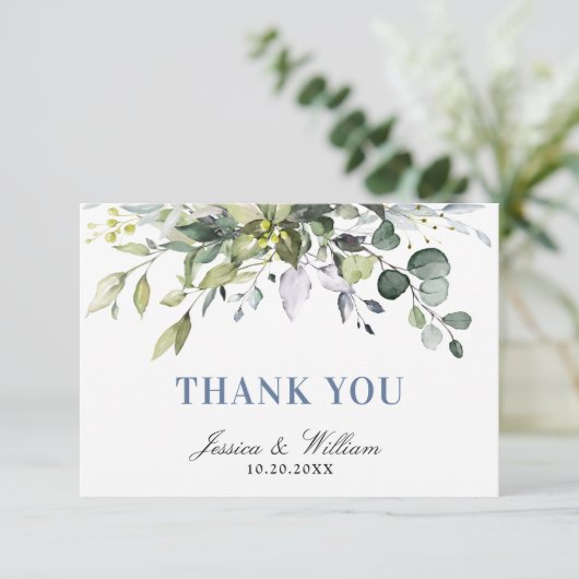 Eenvoudige Elegant Eucalyptus Waterverf Greenery Bedankkaart (Staand voorkant)