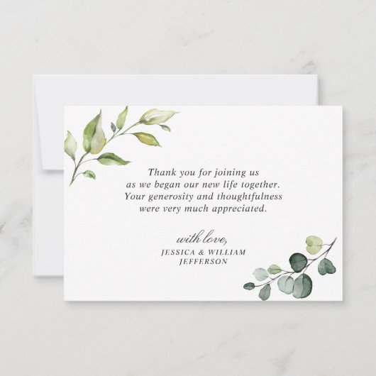 Eenvoudige Elegant Eucalyptus Waterverf Greenery Bedankkaart (Achterkant)