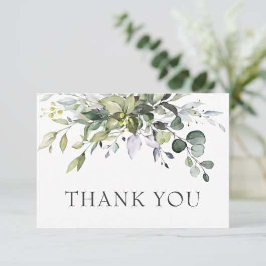 Eenvoudige Elegant Eucalyptus Waterverf Greenery Bedankkaart (Staand voorkant)
