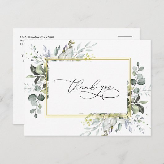 Eenvoudige Elegant Eucalyptus Waterverf Greenery Briefkaart (Voorkant / Achterkant)
