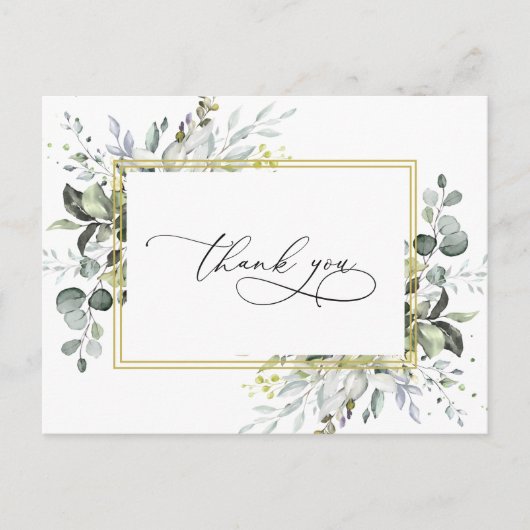 Eenvoudige Elegant Eucalyptus Waterverf Greenery Briefkaart (Voorkant)