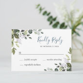 Eenvoudige Elegant Eucalyptus Weddenschap RSVP Kaartje (Staand voorkant)