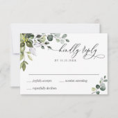 Eenvoudige Elegant Eucalyptus Wedding RSVP Kaart (Voorkant)