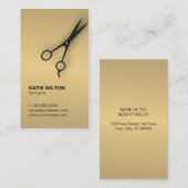 Eenvoudige Elegant Faux Gold Black Scissor Hairsty Visitekaartje (Voorkant / Achterkant)