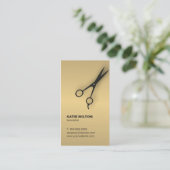 Eenvoudige Elegant Faux Gold Black Scissor Hairsty Visitekaartje (Staand voorkant)