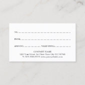 Eenvoudige Elegant Faux Silver Black Beauty Kortingskaartje (Achterkant)