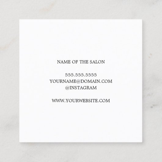 Eenvoudige Elegant Faux Silver BlackWhite Hair Sty Vierkante Visitekaartje (Achterkant)