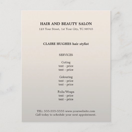 Eenvoudige Elegant Faux Silver Hairdresser Flyer (Voorkant)