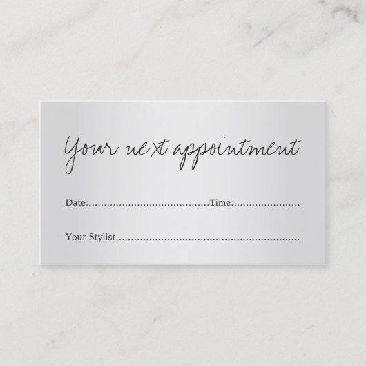 Eenvoudige Elegant Faux Silver Salon Appointment C Afsprakenkaartje (Voorkant)