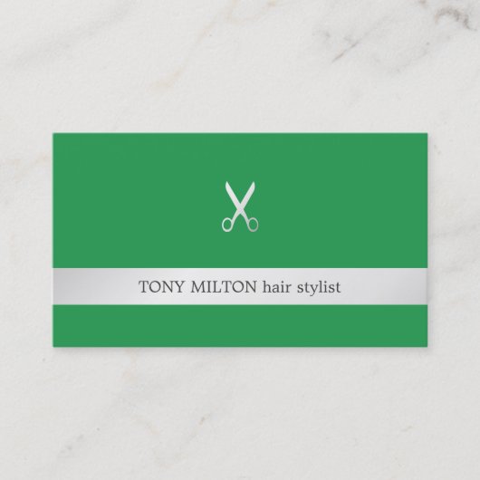 Eenvoudige Elegant Faux Silver Scissor Hair Stylis Visitekaartje (Voorkant)