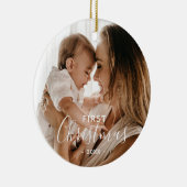 Eenvoudige Elegant First Kerstneonfoto Keramisch Ornament (Rechts)