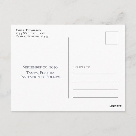 Eenvoudige Elegant Floral Blush Dark Blue Rose Bou Briefkaart (Achterkant)