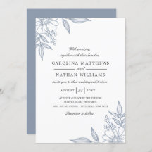 Eenvoudige Elegant Floral Corners Wedding Blue