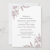 Eenvoudige Elegant Floral Corners Wedding Mauve Kaart (Voorkant)