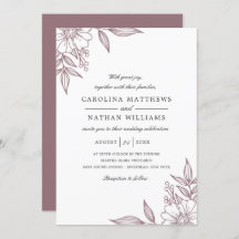 Eenvoudige Elegant Floral Corners Wedding Mauve
