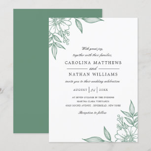 Eenvoudige Elegant Floral Corners Wedding Mint Kaart