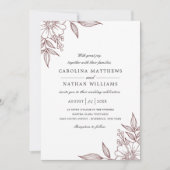 Eenvoudige Elegant Floral Corners Wedding Red Kaart (Voorkant)