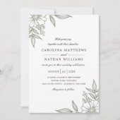 Eenvoudige Elegant Floral Corners Wedding Sage Kaart (Voorkant)