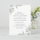 Eenvoudige Elegant Floral Corners Wedding Sage Kaart (Staand voorkant)